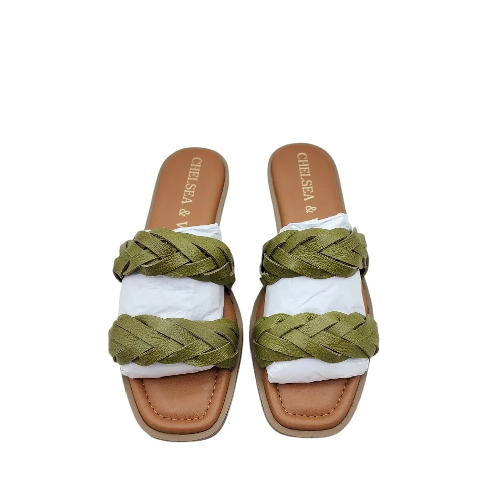 Chelsea & Violet Women's Tarinne Leather Braid Flat Sandals - 10